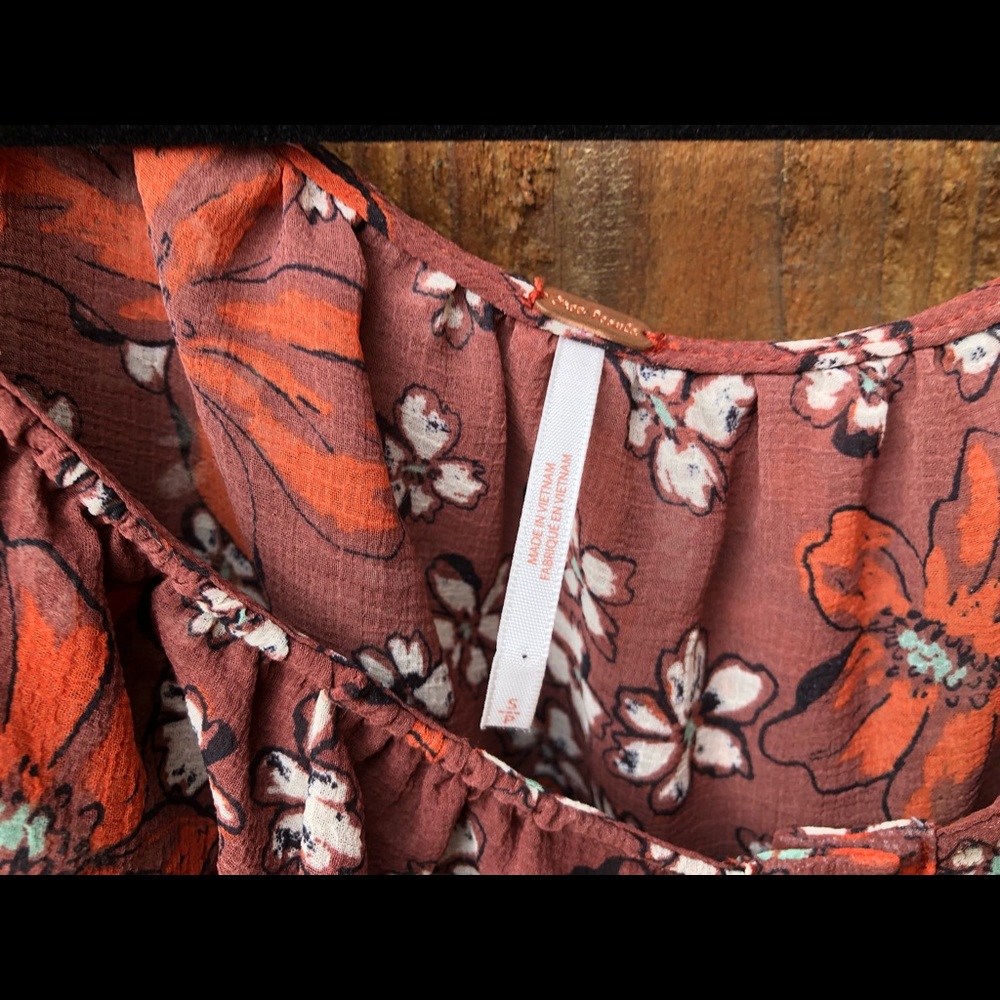Boho Free People wide neck peasant blouse - Picture 3 of 8